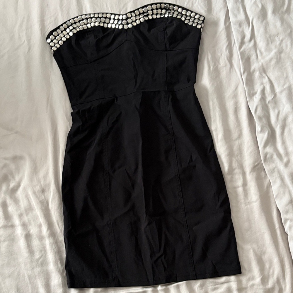 H&M Black Strapless Dress with Silver Details